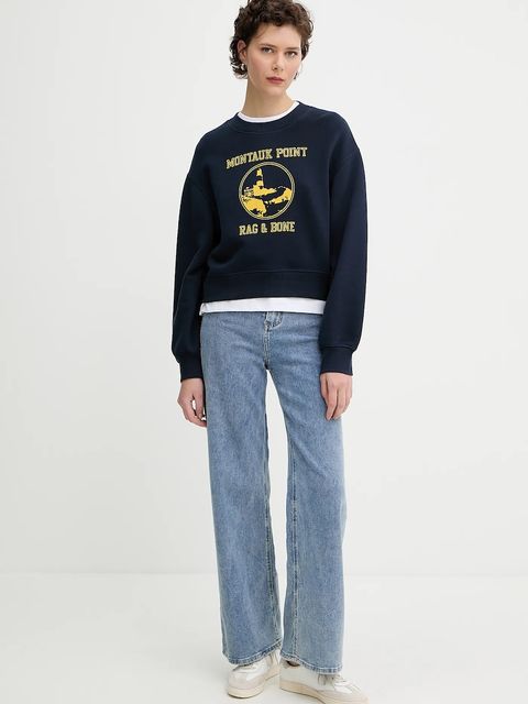 Rag & Bone bluza damska kolor granatowy z nadrukiem WCC25PH021V121 - zdjęcie produktu nr 2