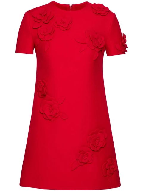Valentino Garavani floral-appliqué dress - Red