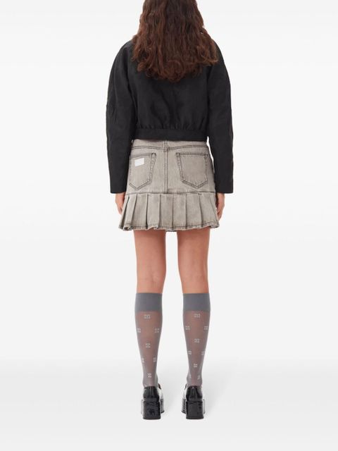 GANNI Future denim pleated mini skirt - Grey