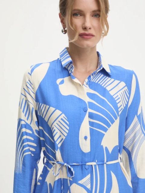 Answear.LAB sukienka kolor niebieski midi prosta