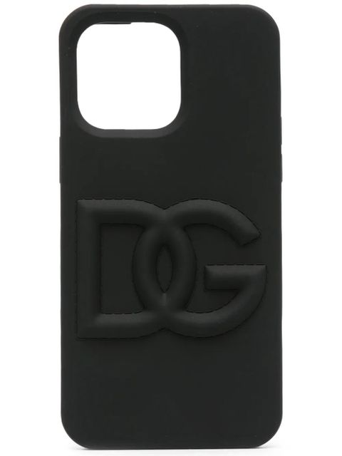 Dolce & Gabbana logo-embossed iPhone 14 Pro Max case - Black - zdjęcie produktu nr 1
