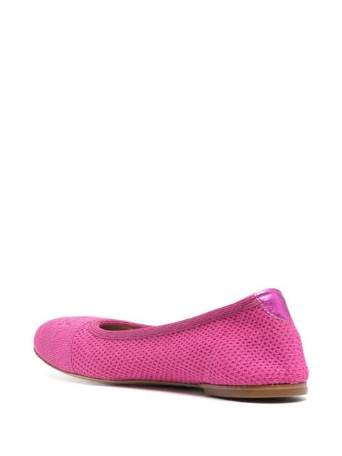 Casadei lurex-detail knitted ballerina shoes - Pink