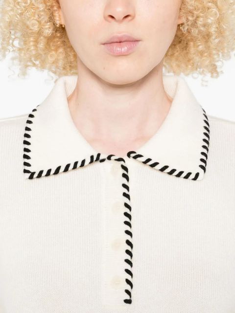 SANDRO braided-trims polo top - Neutrals - zdjęcie produktu nr 2