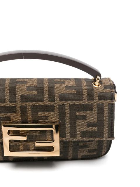 FENDI phone Baguette logo-plaque tote bag - Brown