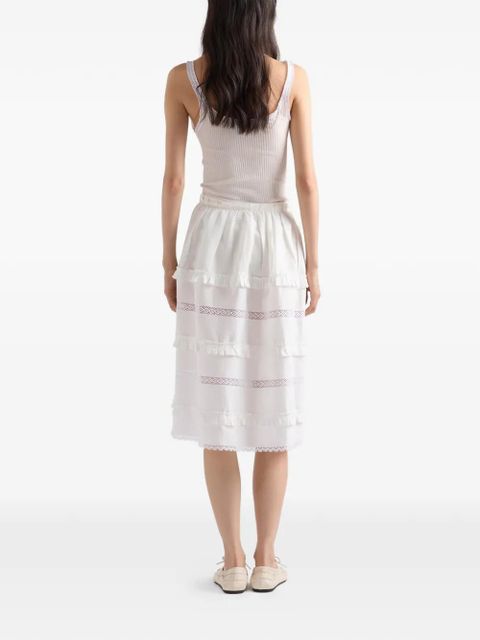 Prada embroidered linen skirt - White