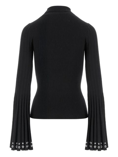Blumarine bell-sleeve embellished sweater - Black