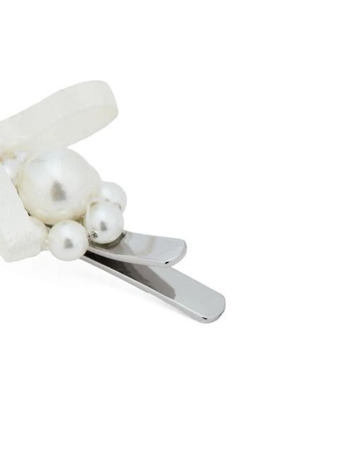 Simone Rocha pearl bow hair clip - White