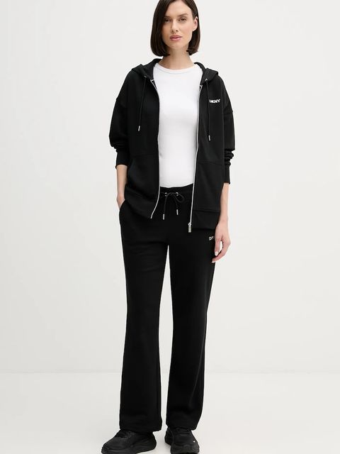 Dkny spodnie dresowe damskie kolor czarny gładkie DP6P3794 - zdjęcie produktu nr 2