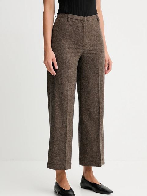 Sessun spodnie z dodatkiem wełny damskie kolor brązowy szerokie high waist 25107006 - zdjęcie produktu nr 1