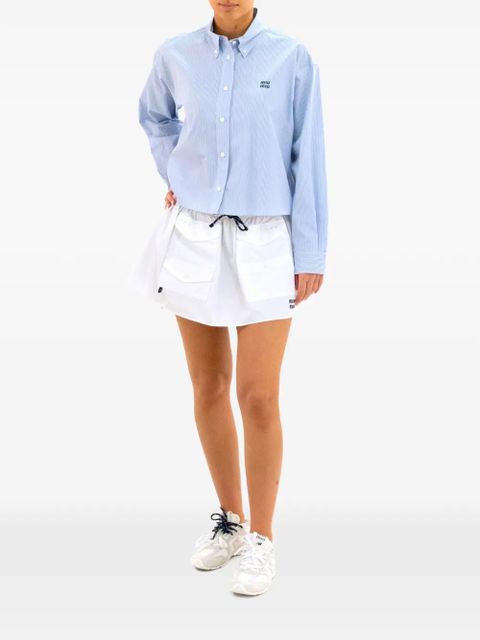 Miu Miu patch-pocket drawstring mini skirt - White