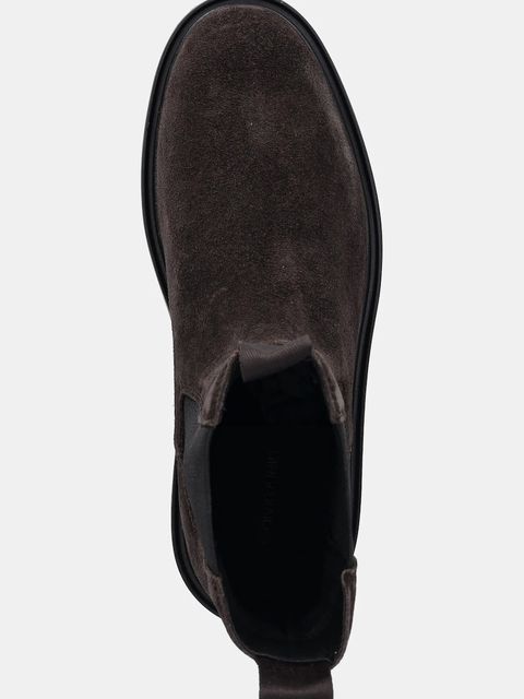 Calvin Klein sztyblety zamszowe CONVAVE WELT CHESEA SUEDE damskie kolor brązowy na płaskim obcasie YW0YW01969