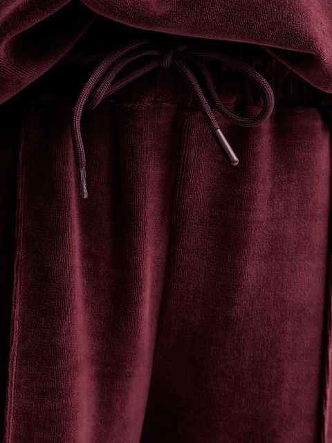 Answear.LAB spodnie dresowe welurowe damskie kolor bordowy gładkie