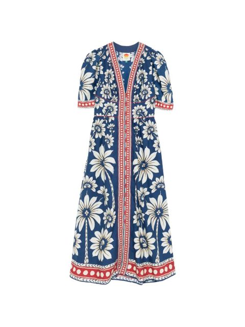 FARM Rio floral-print V-neck maxi dress - Blue - zdjęcie produktu nr 1