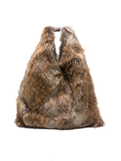 MM6 Maison Margiela Japanese faux fur tote bag - Brown - zdjęcie produktu nr 1