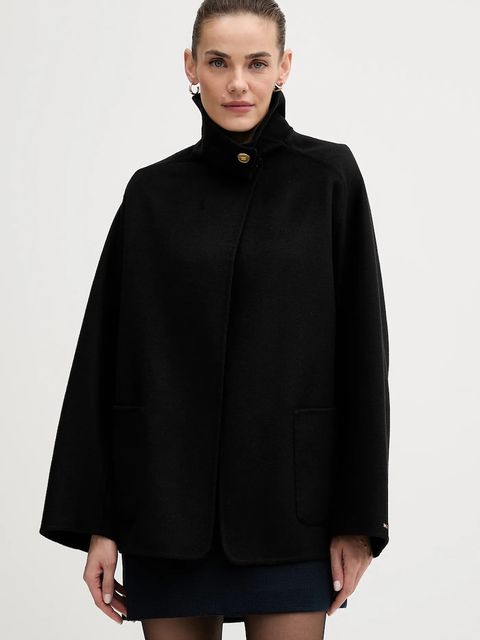 Tommy Hilfiger płaszcz z dodatkiem wełny kolor czarny WW0WW47758 - zdjęcie produktu nr 1