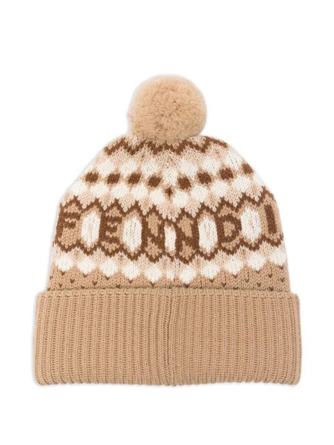 FENDI pompom nordic beanie - Neutrals