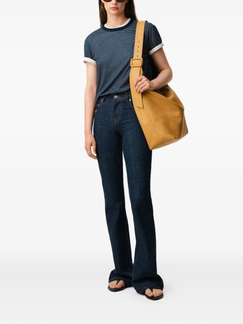 AMI Paris Ami De Coeur striped logo-patch T-shirt - Blue - zdjęcie produktu nr 2