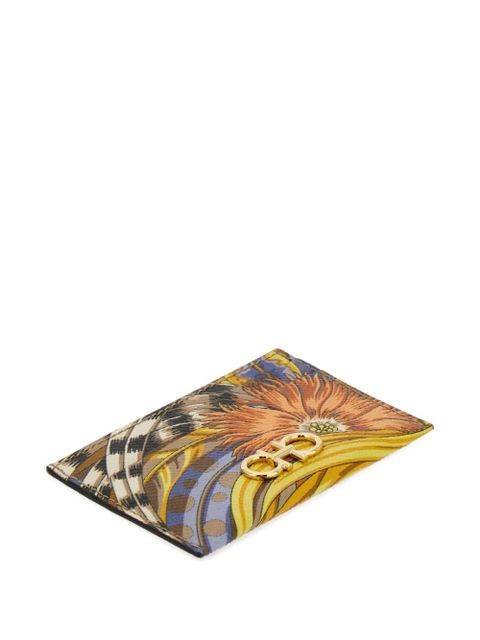 Ferragamo floral logo card holder - Yellow