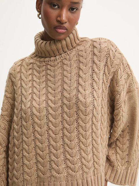 Answear.LAB sweter damski kolor beżowy ciepły z golfem - zdjęcie produktu nr 1