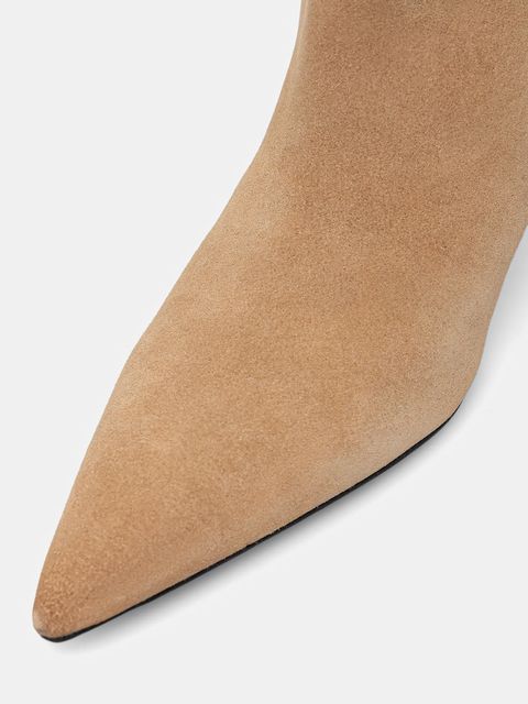 Patrizia Pepe kozaki zamszowe damskie kolor beżowy na szpilce 8Y0138 L033 B768