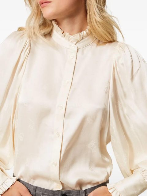 TWINSET jacquard-satin ruffled shirt - Neutrals