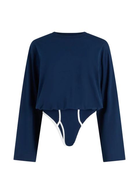 Jean Paul Gaultier long-sleeve twisted cotton bodysuit - Blue - zdjęcie produktu nr 1