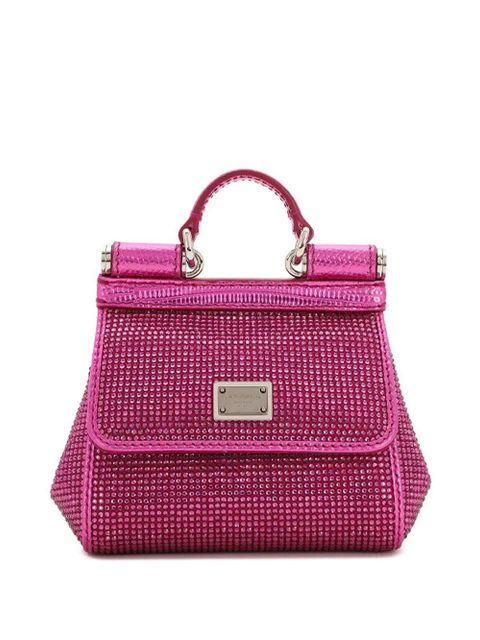 Dolce & Gabbana mini Sicily rhinestone-embellished tote bag - Pink - zdjęcie produktu nr 1