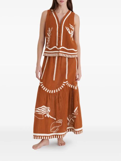 ERES Oursin embroidered sleeveless vest - Brown - zdjęcie produktu nr 2