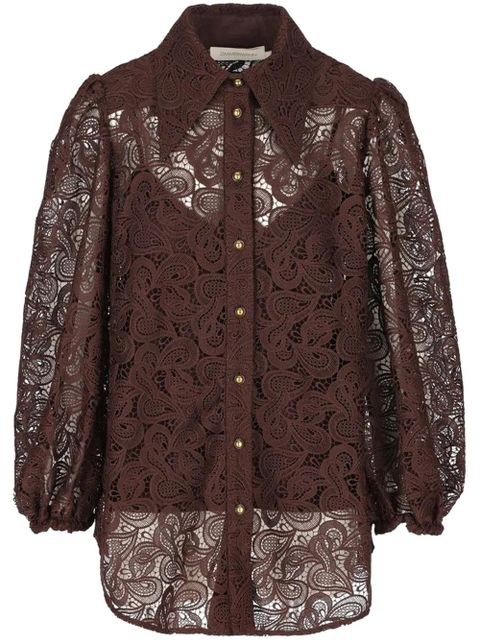 ZIMMERMANN Illustration Lace blouse - Brown - zdjęcie produktu nr 1