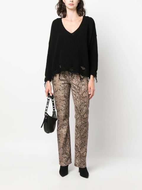 PINKO ripped V-neck knitted jumper - Black - zdjęcie produktu nr 2