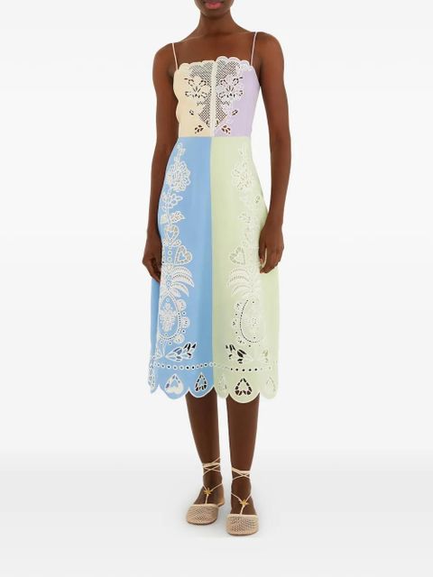 FARM Rio patchwork broderie anglaise midi dress - Blue - zdjęcie produktu nr 1