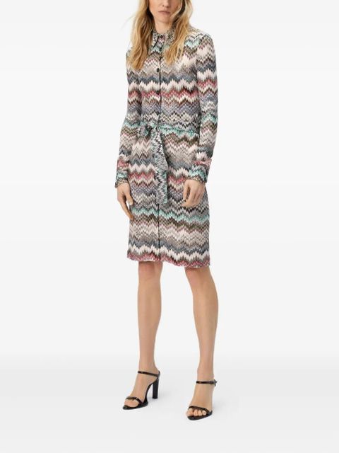 Missoni chevron-pattern belted midi shirt dress - Neutrals - zdjęcie produktu nr 2