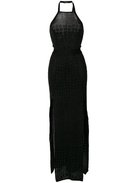 Balmain crocodile effect gown - Black - zdjęcie produktu nr 1
