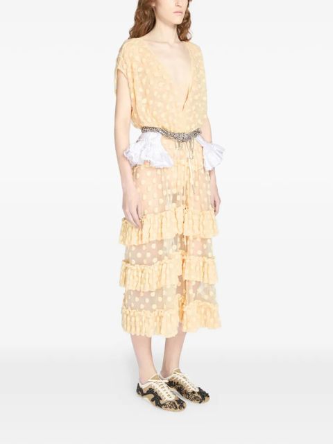 DRIES VAN NOTEN ruffled mesh dress - Neutrals