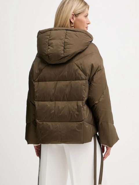 Twinset kurtka puchowa kolor zielony zimowa oversize 252TT2060