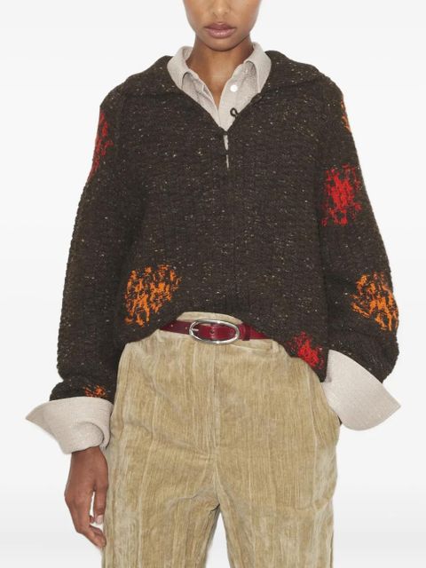 Tory Burch embroidery-detail sweater - Brown