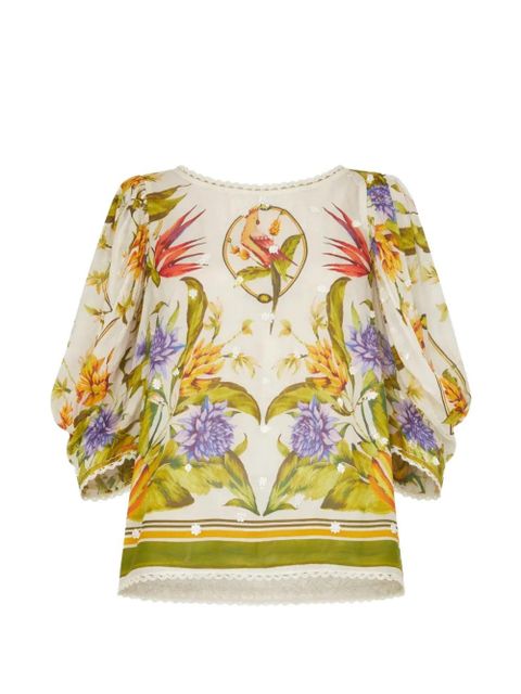 FARM Rio tropical-print blouse - Neutrals - zdjęcie produktu nr 1