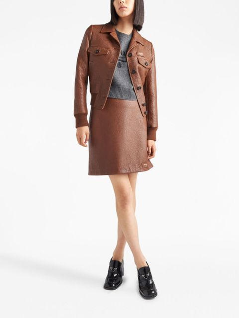 Prada logo-intarsia cropped wool jumper - Grey - zdjęcie produktu nr 2