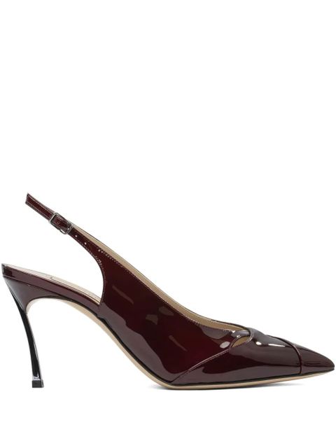 Casadei 80mm Samurai Blade slingback patent-leather pumps - Brown - zdjęcie produktu nr 1