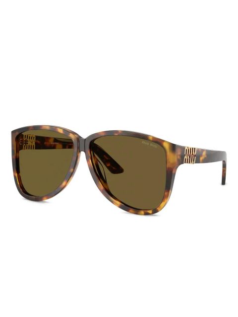 Miu Miu Eyewear tortoiseshell logo-plaque sunglasses - Green - zdjęcie produktu nr 2