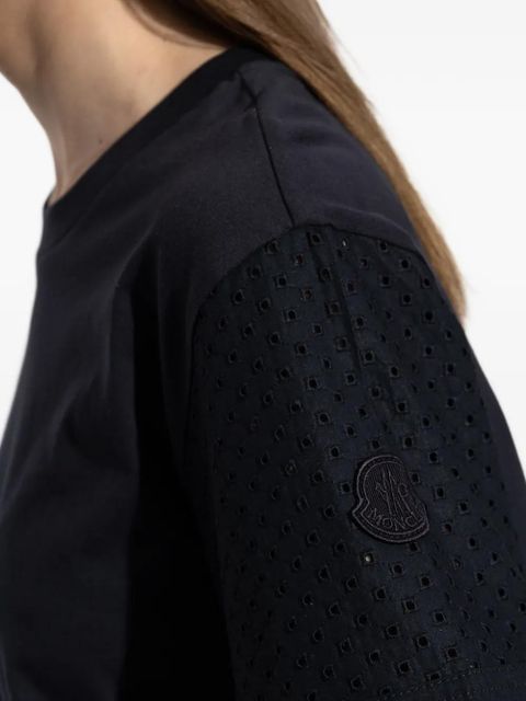 Moncler perforated puff-sleeve T-shirt - Blue
