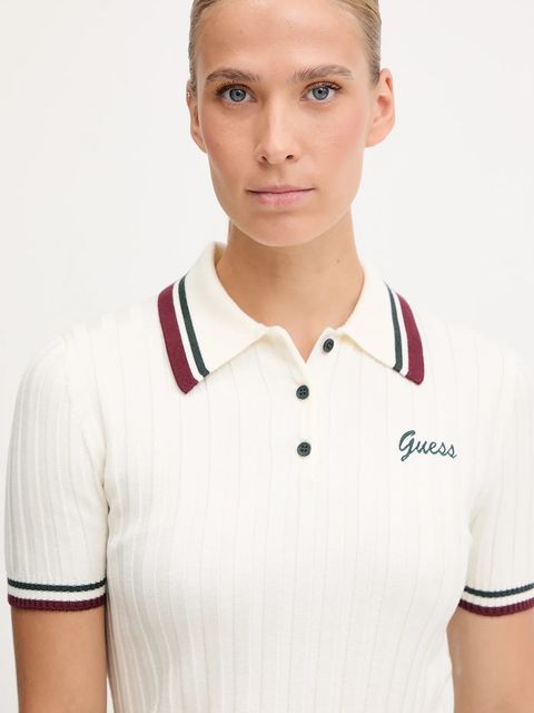 Guess polo z dodatkiem wełny SABINA damski kolor kremowy V5BP04 Z1152
