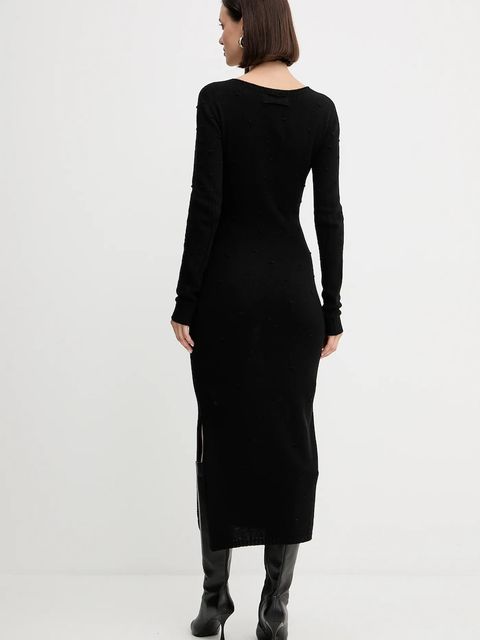 Twinset sukienka z wełną kolor czarny maxi prosta 252TP3330