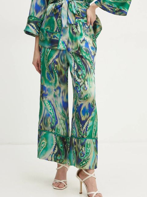 Simona Corsellini spodnie damskie kolor zielony szerokie high waist P25CPPA025 - zdjęcie produktu nr 1