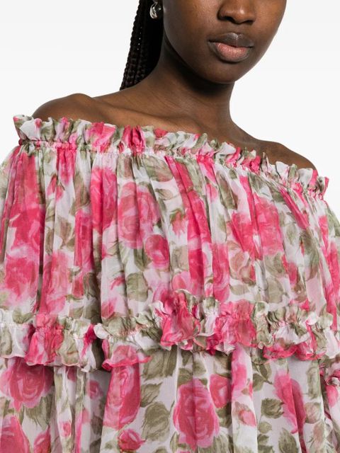 Chloé floral-print ruffled blouse - Pink