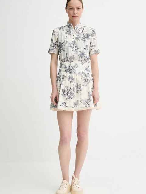 ZADIG&VOLTAIRE spódnica bawełniana kolor beżowy mini rozkloszowana WWSK01604 - zdjęcie produktu nr 2