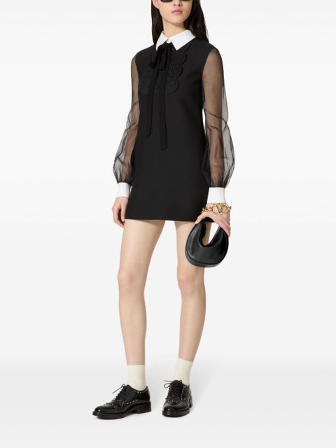 Valentino Garavani sheer sleeves silk dress - Black