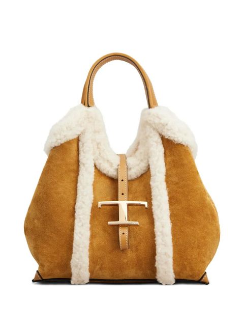 Tod's shearling-trimmed suede bag - Brown - zdjęcie produktu nr 1