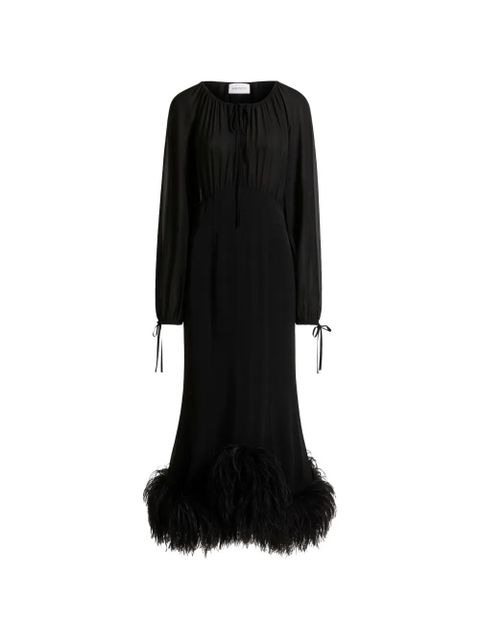 16Arlington Davis feather-trim midi dress - Black - zdjęcie produktu nr 1