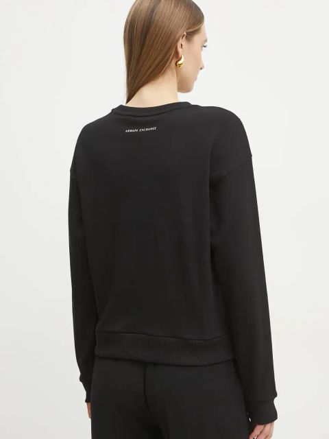 Armani Exchange bluza bawełniana damska kolor czarny gładka XW000317 AF12217